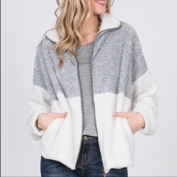 ✨LAST ONE✨Sherpa soft 2 top zip jacket w/pockets - Picture 2 of 2